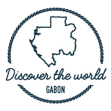 Gabon harita anahat. Vintage keşfetmek dünya lastik damgası ile Gabon Haritası.