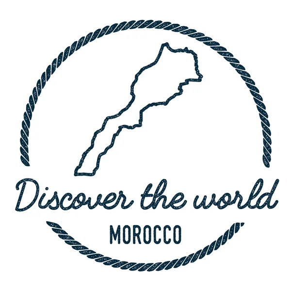Μαρόκο Χάρτης διάρθρωσης. Παλιάς χρονολογίας Ανακαλύψτε τη σφραγίδα καουτσούκ κόσμου Μαρόκο Χάρτης. — Διανυσματικό Αρχείο
