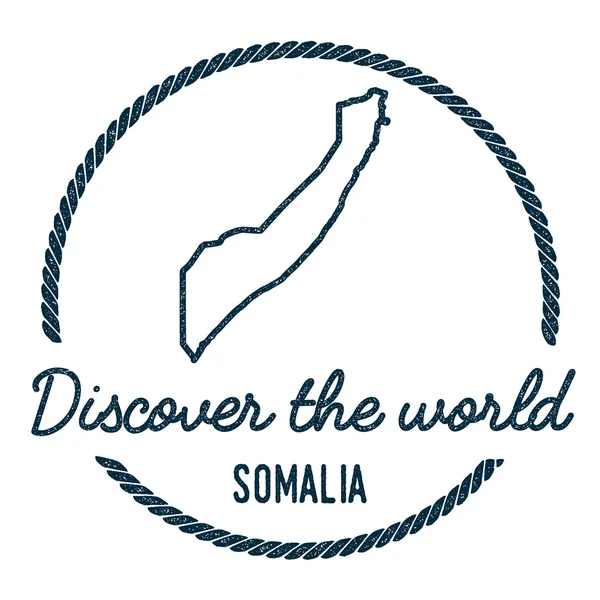 Somalia map skizze. Jahrgang entdecken die Welt Gummimarke mit Somaliakarte. — Stockvektor