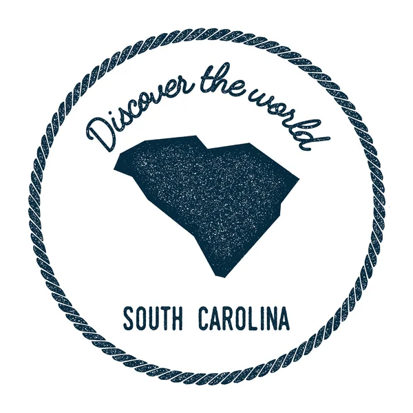 Mapa de Carolina del Sur en vintage descubre el sello de goma mundial . — Vector de stock