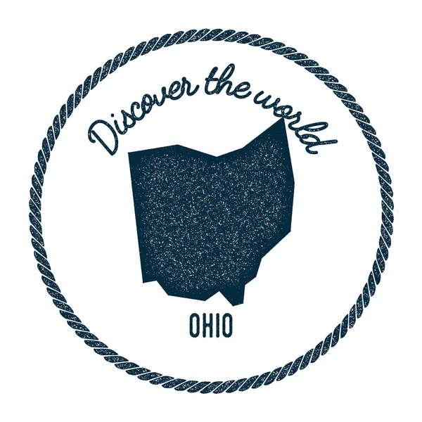 Ohio karte im jahrgang entdecken die weltweite gummimarke. — Stockvektor