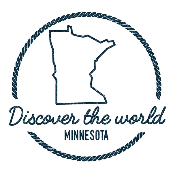 Minnesota kaart overzicht. Vintage ontdekken de wereld Rubberstempel met Minnesota kaart. — Stockvector