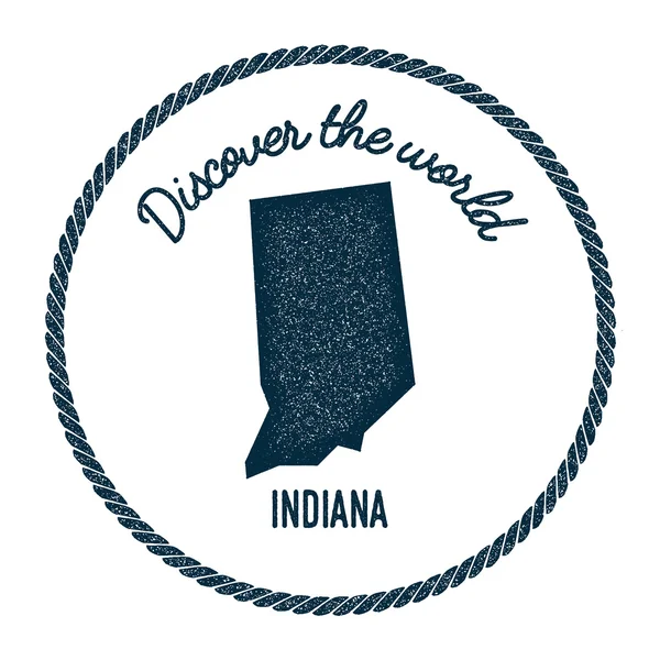 Carte de l'Indiana en vintage découvrez le timbre du monde en caoutchouc . — Image vectorielle