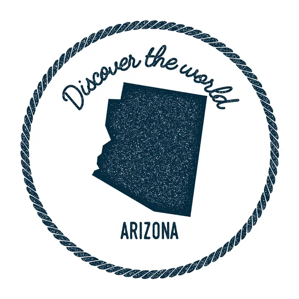 Arizona kaart in vintage ontdekken de wereld Rubberstempel. — Stockvector