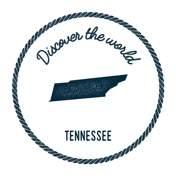 Tennessee mapa en vintage descubrir el mundo sello de goma . — Vector de stock