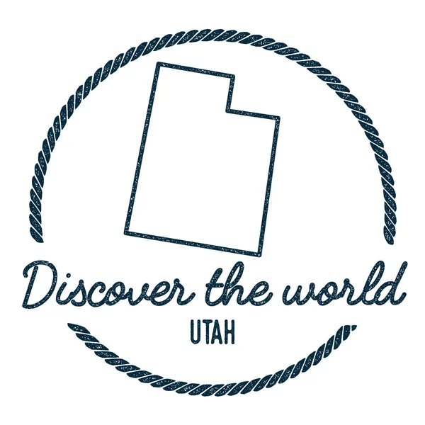 Esquema del mapa de Utah. Vintage Descubre el sello mundial de caucho con el mapa de Utah . — Vector de stock