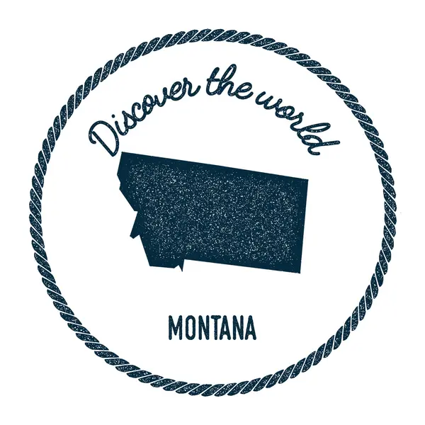 Montana-Karte in Vintage entdecken Sie die Welt Gummimarke. — Stockvektor