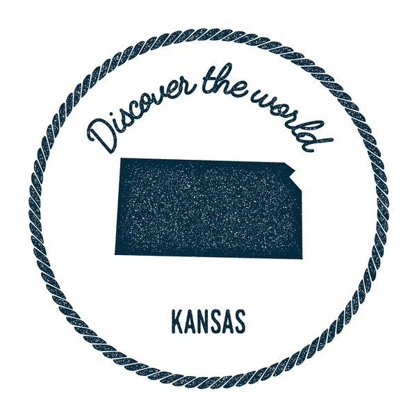 Kansas map in vintage discover the world rubber stamp. — Stock Vector