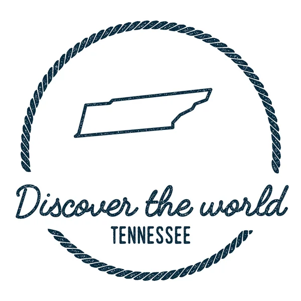 Esquema del mapa de Tennessee. Vintage Descubre el sello mundial de caucho con el mapa de Tennessee . — Vector de stock