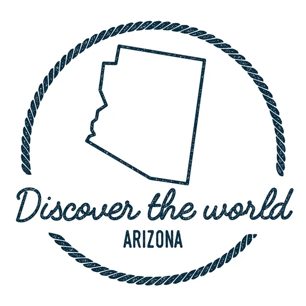 Esquema del mapa de Arizona. Vintage Descubre el Sello Mundial de Caucho con Mapa de Arizona . — Vector de stock
