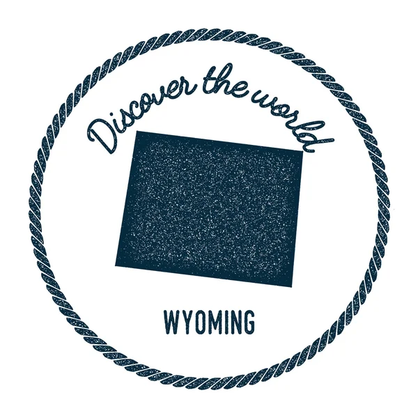 Wyoming map in vintage discover the world rubber stamp. — ストックベクタ