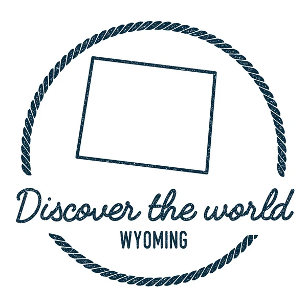 Wyoming Map Outline. Vintage Discover the World Rubber Stamp with Wyoming Map. — Stockvector