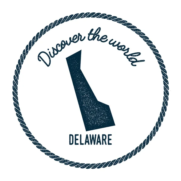 Delaware carte en vintage découvrez le timbre du monde en caoutchouc . — Image vectorielle