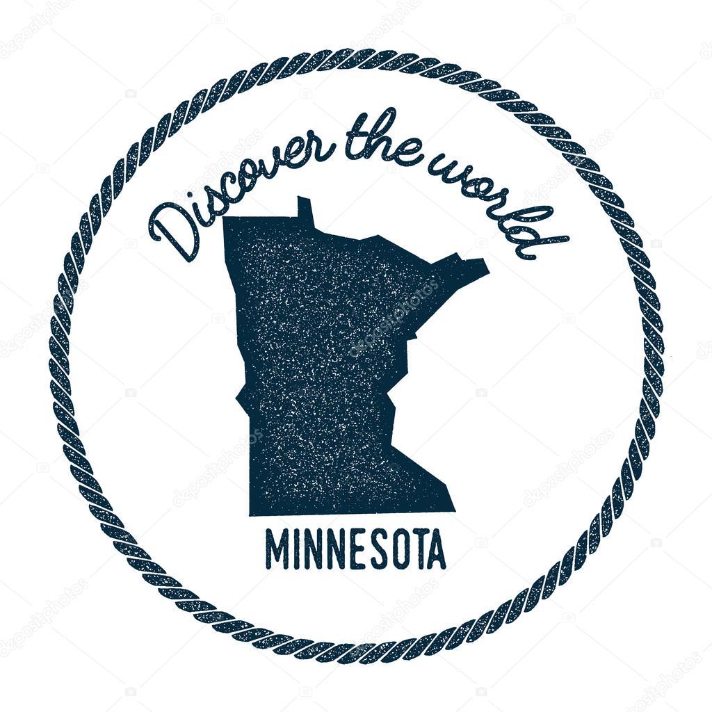 Minnesota map in vintage discover the world rubber stamp.