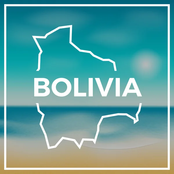 Bolivia map rough outline against the backdrop of beach and tropical sea with bright sun. — Stock Vector