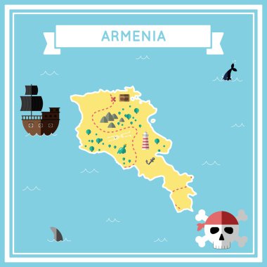Ermenistan'ın düz hazine haritası.