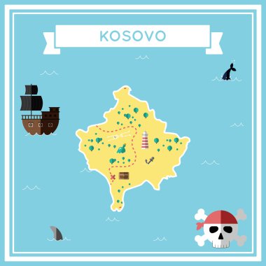 Kosova düz hazine haritası.