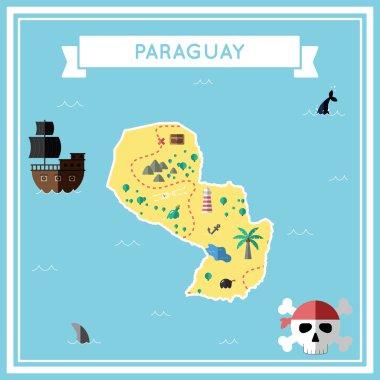 Paraguay Haritası düz hazine.