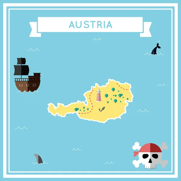 オーストリアのフラットの宝の地図. — ストックベクタ