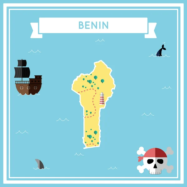 Carte au trésor de Bénin . — Image vectorielle