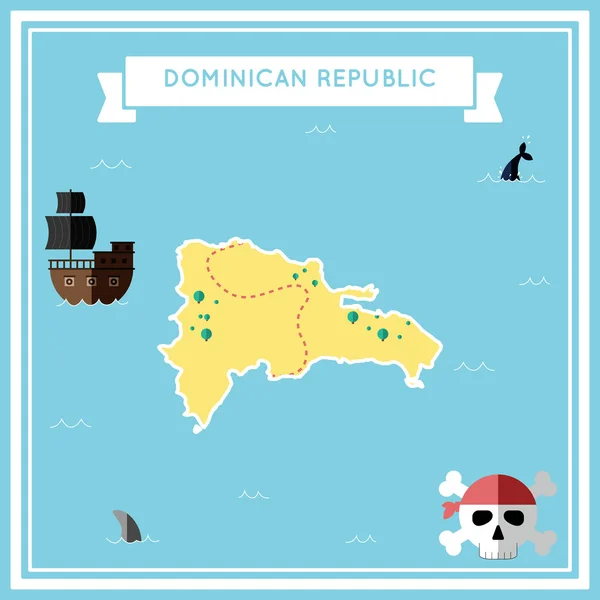 Mapa plano del tesoro de República Dominicana . — Archivo Imágenes Vectoriales