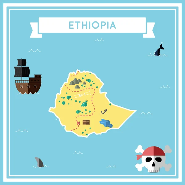 Carte au trésor plat de l'Ethiopie . — Image vectorielle