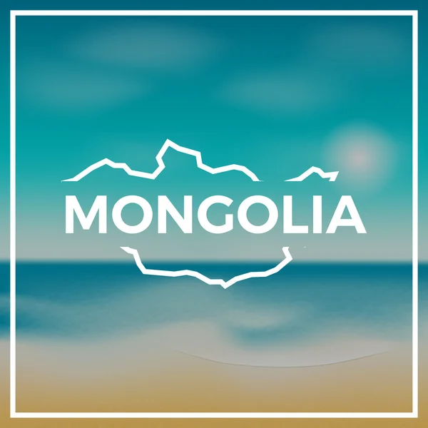 Mongolei Karte grobe Umrisse vor dem Hintergrund von Strand und tropischem Meer mit heller Sonne. — Stockvektor