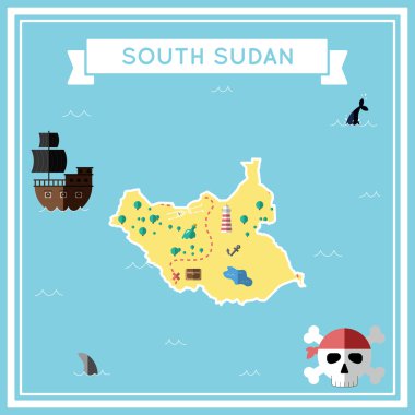 Güney Sudan düz hazine haritası.