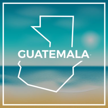 Guatemala map rough outline against the backdrop of beach and tropical sea with bright sun. clipart