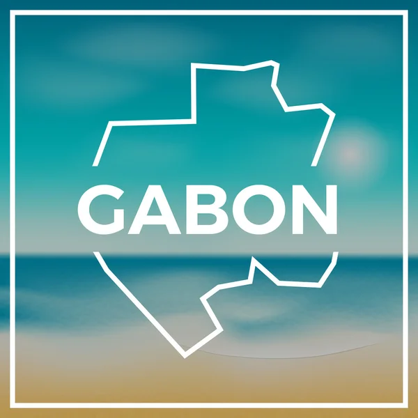 Gabonenkarte grobe Umrisse vor dem Hintergrund von Strand und tropischem Meer mit heller Sonne. — Stockvektor