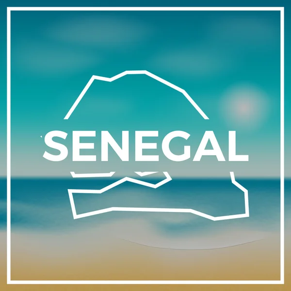 Senegal Karte grobe Umrisse vor dem Hintergrund von Strand und tropischem Meer mit heller Sonne. — Stockvektor