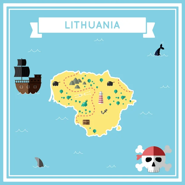Плоский скарб карту Литви. — стоковий вектор