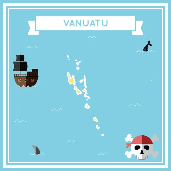Mapa plano del tesoro de Vanuatu . — Archivo Imágenes Vectoriales