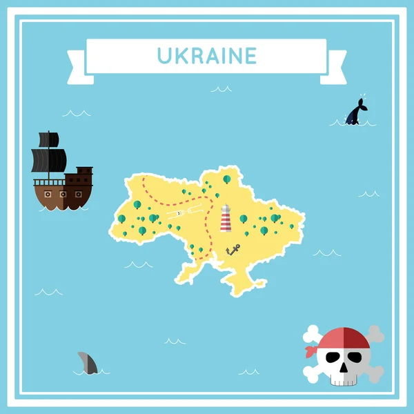 Flat treasure map of Ukraine.