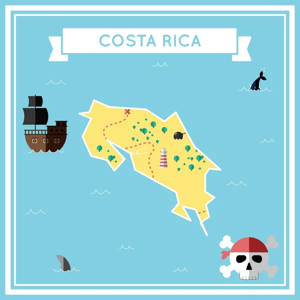 Carte au trésor plat de Costa Rica . — Image vectorielle