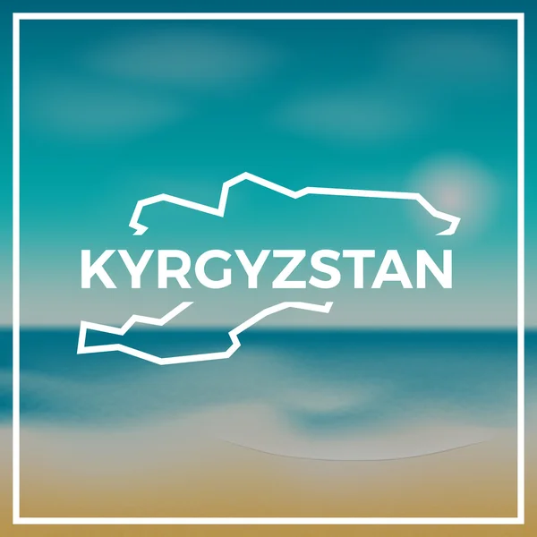 Kyrgyzstan Karte grobe Umrisse vor dem Hintergrund von Strand und tropischem Meer mit heller Sonne. — Stockvektor