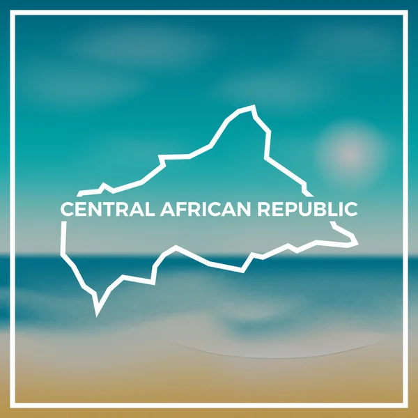 Central African Republic map rough outline against the backdrop of beach and tropical sea with bright sun. — Stock vektor