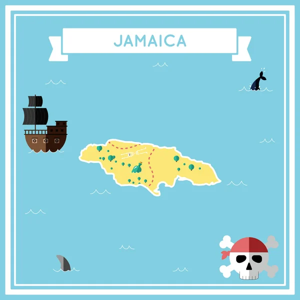 Flat treasure map of Jamaica. — Stock Vector
