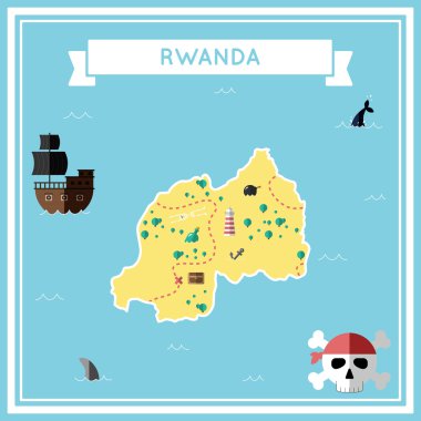 Ruanda Haritası düz hazine.