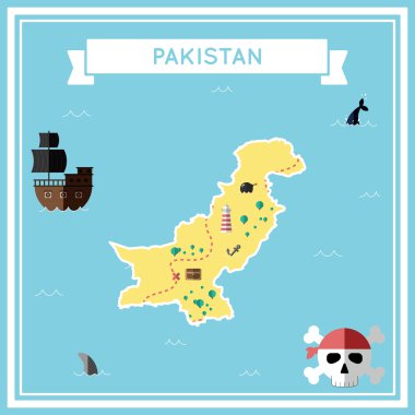 Pakistan düz hazine haritası.