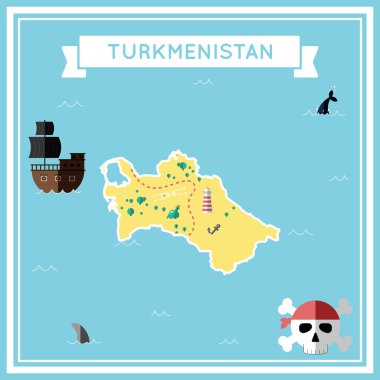 Türkmenistan düz hazine haritası.