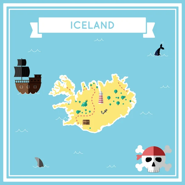 Carte au trésor plat de Islande . — Image vectorielle