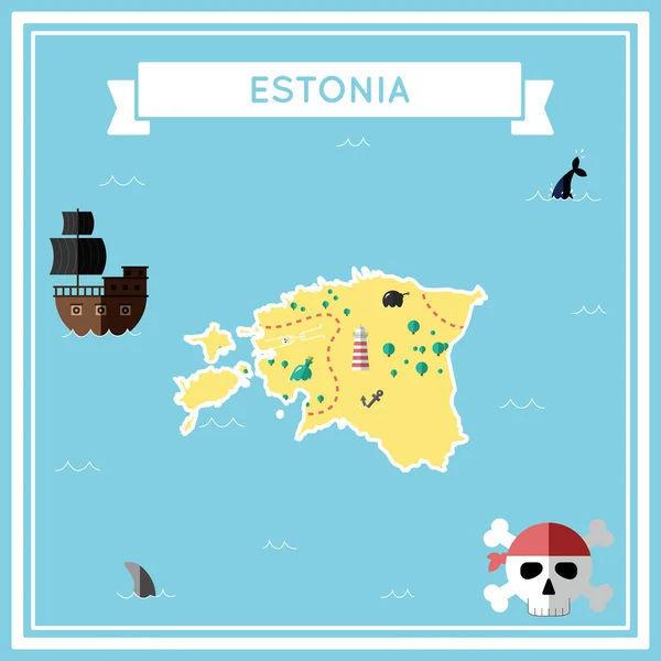 エストニアのフラットの宝の地図. — ストックベクタ