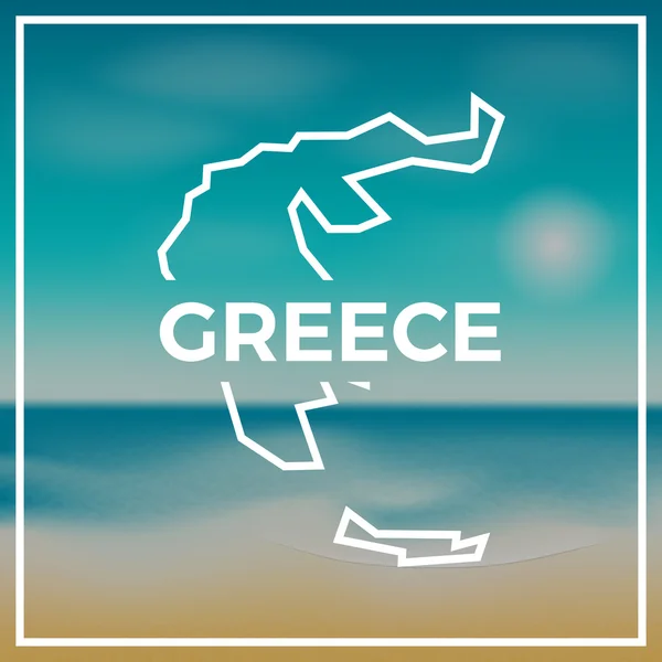 Greece map rough outline against the backdrop of beach and tropical sea with bright sun. — Διανυσματικό Αρχείο