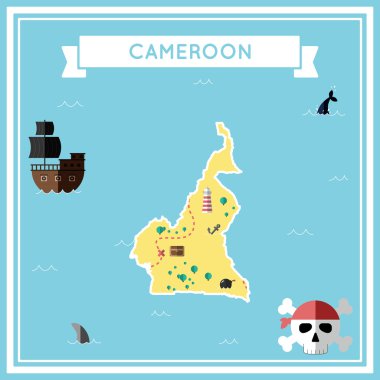 Kamerun düz hazine haritası.