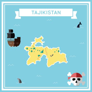 Tacikistan düz hazine haritası.
