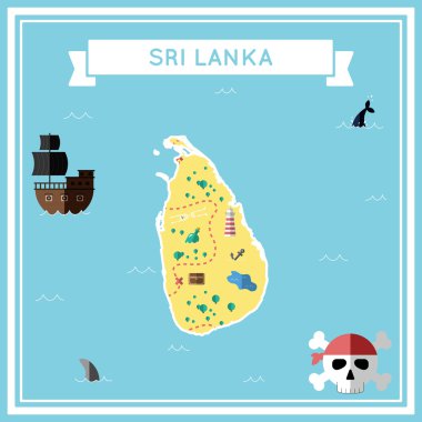Sri Lanka düz hazine haritası.