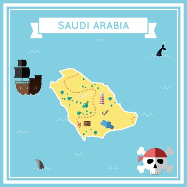 Düz hazine haritası, Suudi Arabistan.
