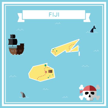 Fiji düz hazine haritası.