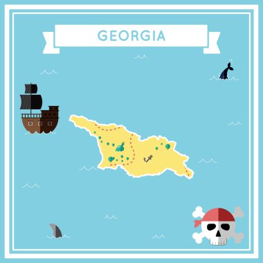 Gürcistan'ın düz hazine haritası.
